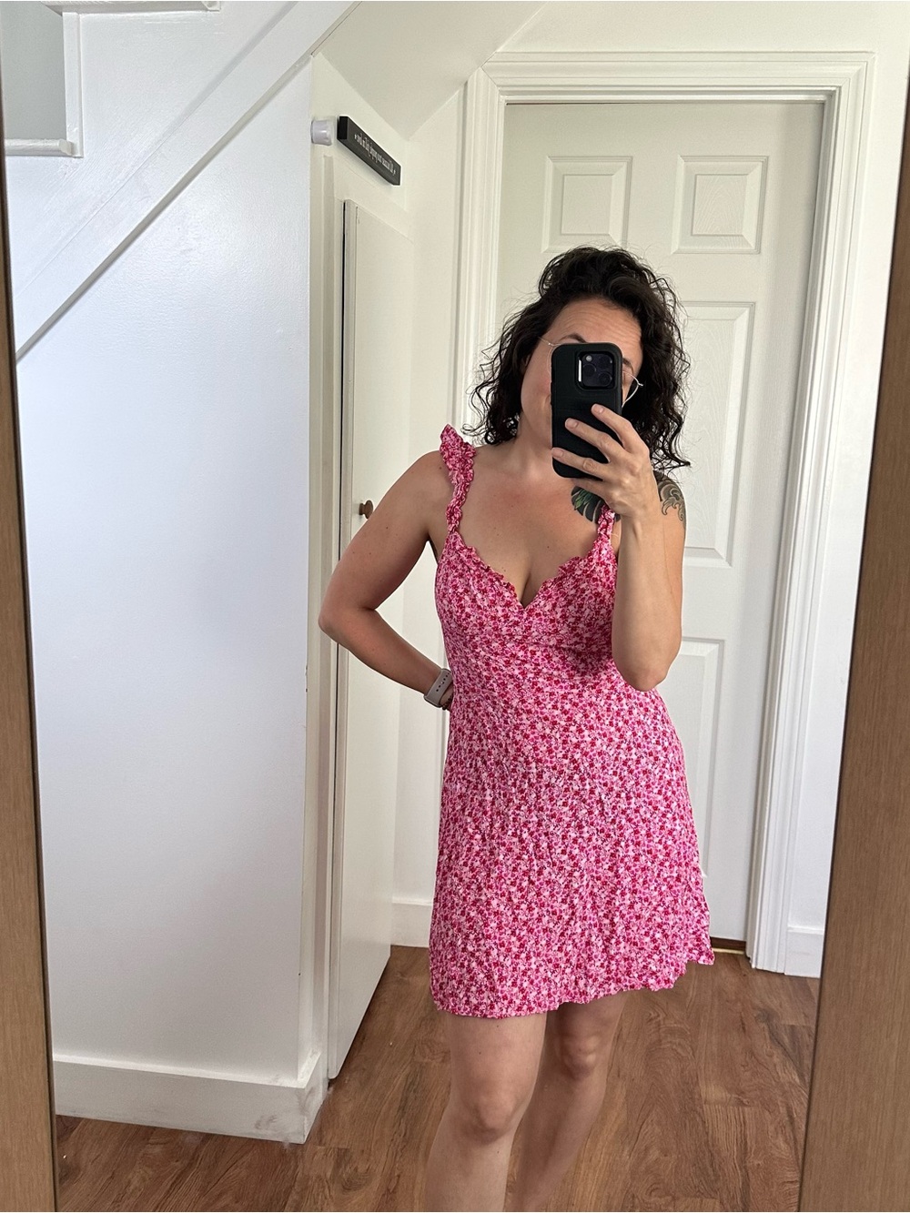 🌸 B. Smart // Cutie Patootie Pink Floral Ruffle-Strap Dress